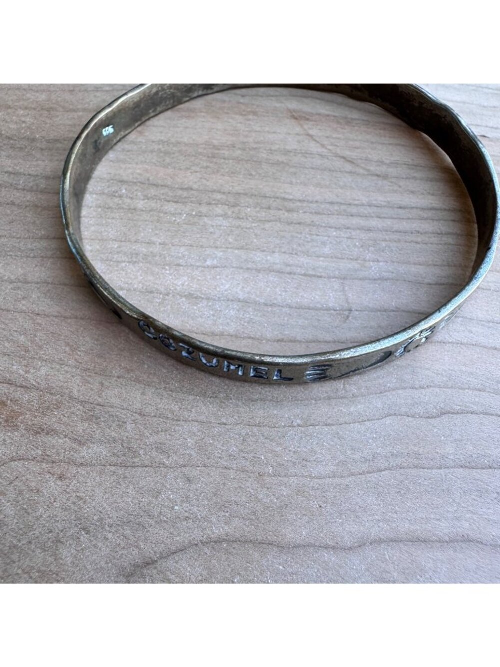 Cozumel Sterling Silver Bangle Bracelet Engraved Sunflower Vintage Patina - Picture 3 of 8